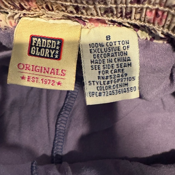 Faded Glory Girls Denim Skirt Size 8 Y2K Boho Embroidered Patchwork Floral Jean - Picture 3 of 3